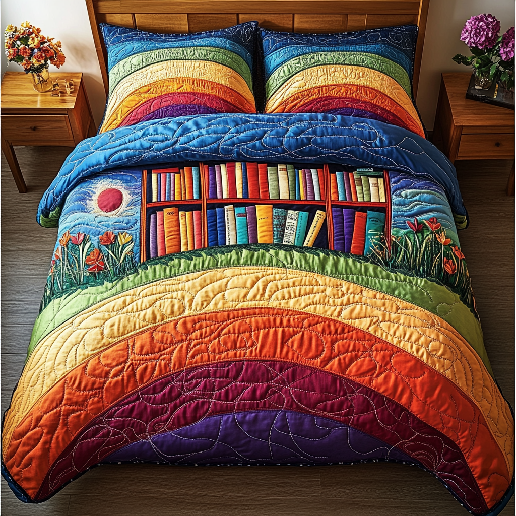Story Stack 3-Piece Quilted Bedding Set NCU0DK4935