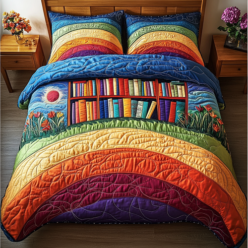 Story Stack 3-Piece Quilted Bedding Set NCU0DK4935