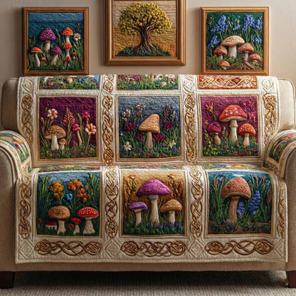 Storybook Shrooms Quilted Sofa Cover NCU0XD2412