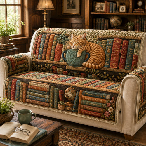 Storybook Teacup Purr Quilted Sofa Cover NCU0VL3884