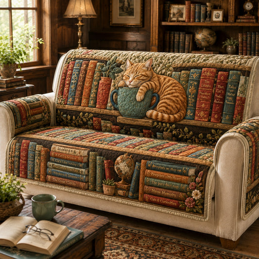 Storybook Teacup Purr Quilted Sofa Cover NCU0VL3884