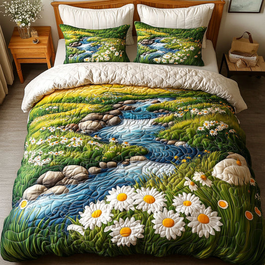 Stream of Daisies 3-Piece Quilted Bedding Set NCU0NT6002