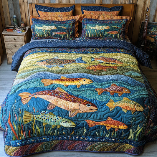 Streamside Serenity 3-Piece Quilted Bedding Set NCU0PT3264