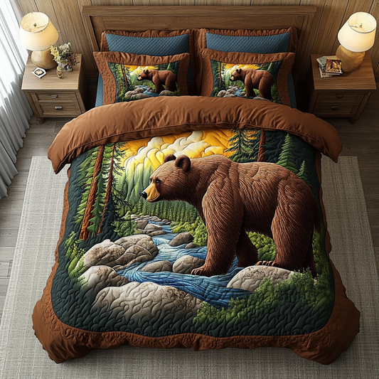 Strong Bear 3-Piece Quilted Bedding Set NCU0DK9635
