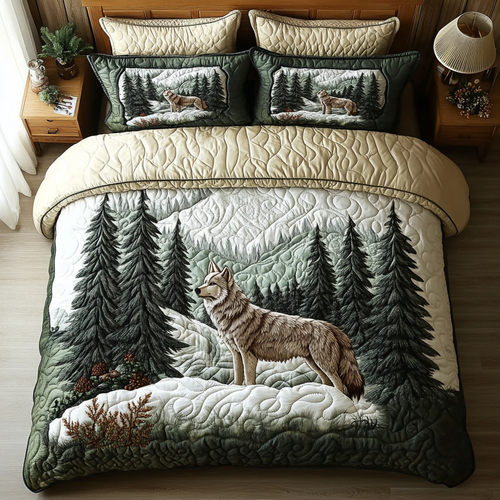 Strong Wolf 3-Piece Quilted Bedding Set NCU0DK8020