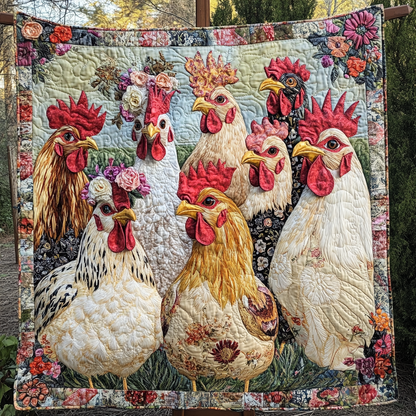 Stylish Hens Quilted Blanket NCU0VH5553