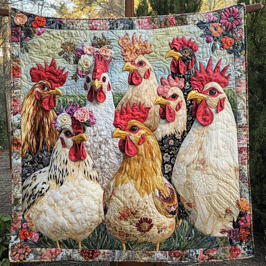 Stylish Hens Quilted Blanket NCU0VH5553