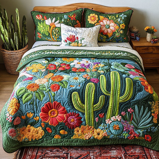 Succulent Bliss 3-Piece Quilted Bedding Set NCU0PT2573