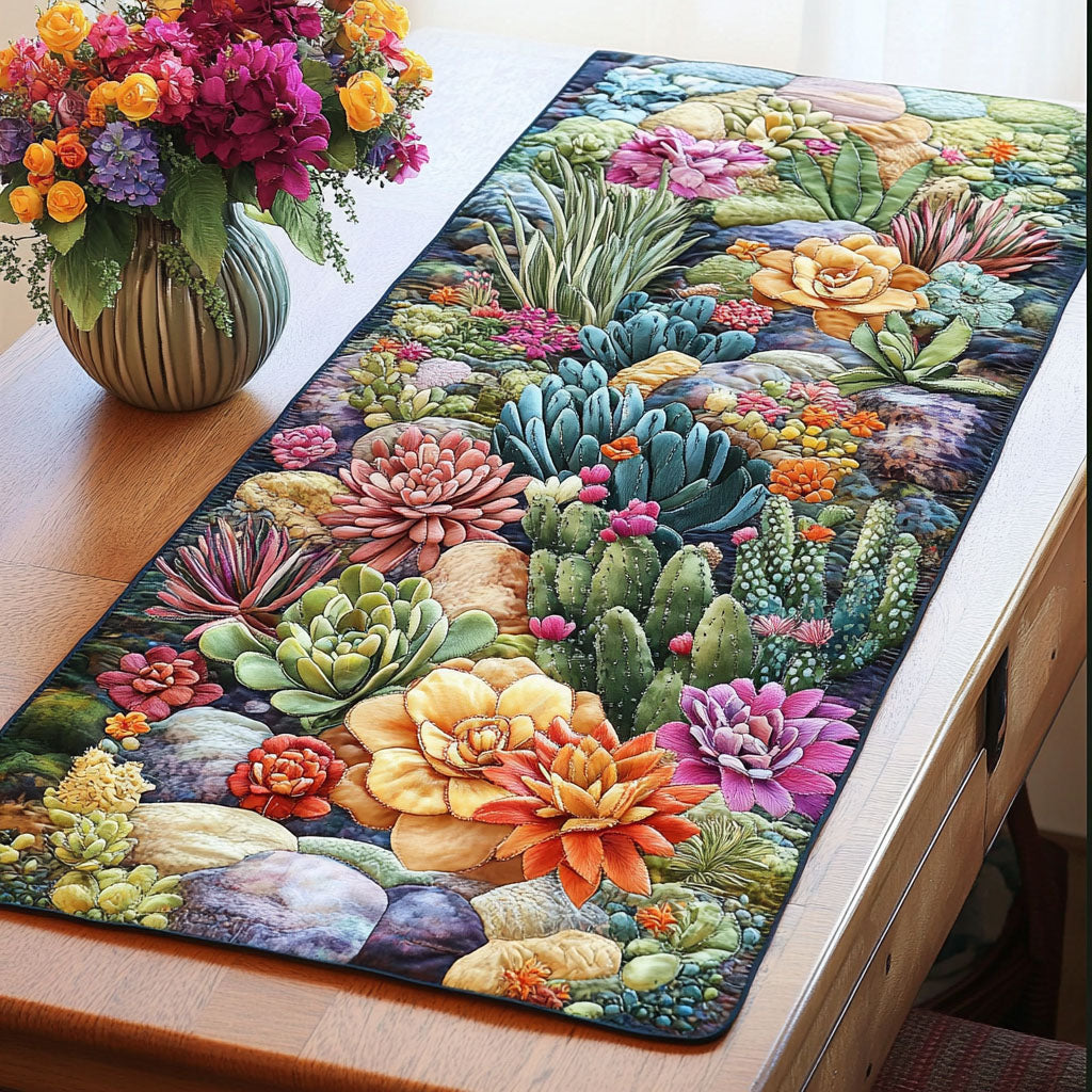 Succulent Garden Quilted Table Runner NCU0NT3932