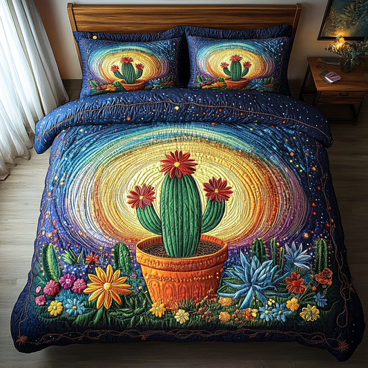 Succulent Glow 3-Piece Quilted Bedding Set NCU0DK4624