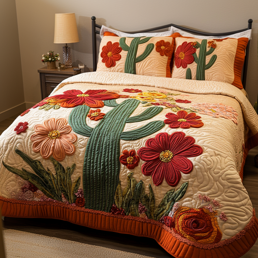 Succulent Glow 3-Piece Quilted Bedding Set NCU0VH5878