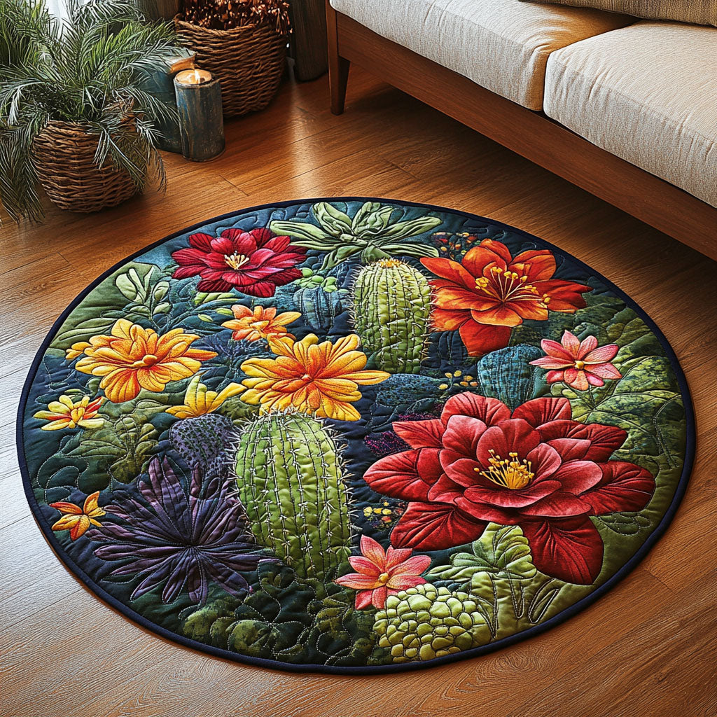 Succulent Harmony Quilted Round Mat NCU0NT4461