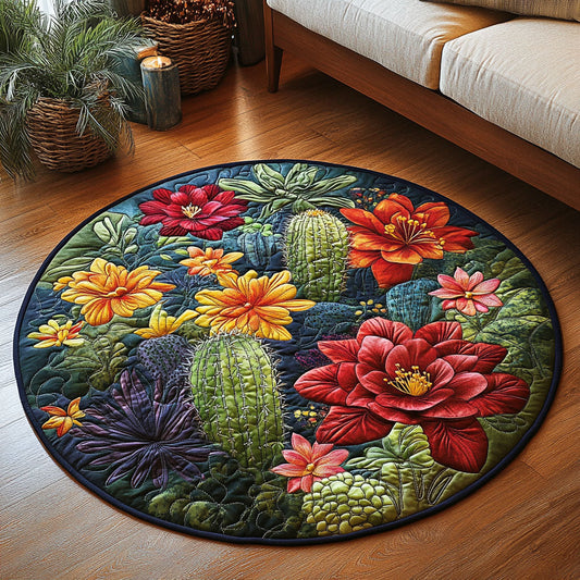 Succulent Harmony Quilted Round Mat NCU0NT4461