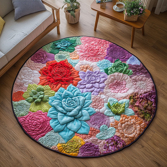 Succulent Sanctuary Quilted Round Mat NCU0PT4981