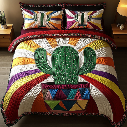 Succulent Serenity 3-Piece Quilted Bedding Set NCU0DK4830