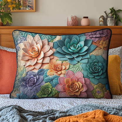 Succulent Serenity Quilted Bedding Pillow Case NCU0DK5798