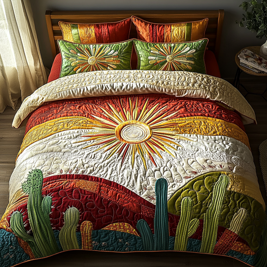 Succulent Serenity 3-Piece Quilted Bedding Set NCU0DV3686