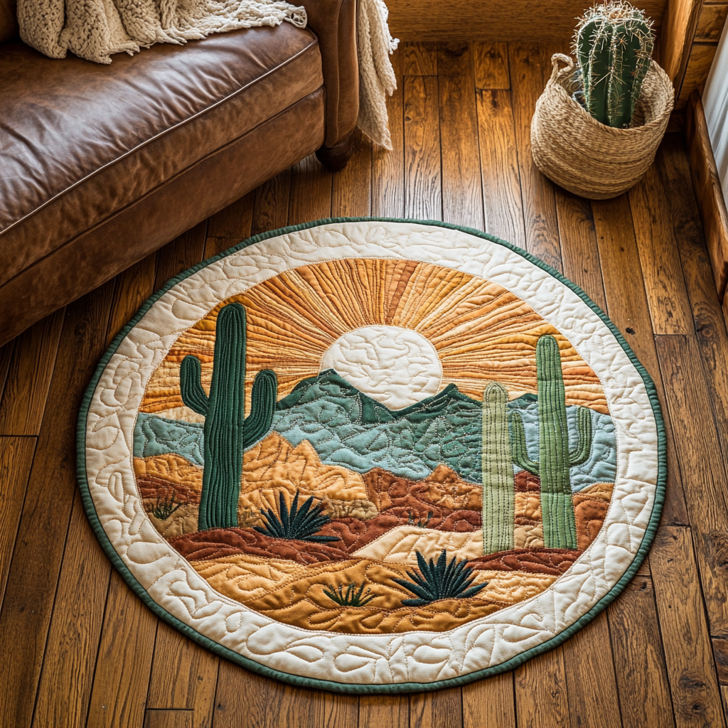 Succulent Serenity Quilted Round Mat NCU0DK5156
