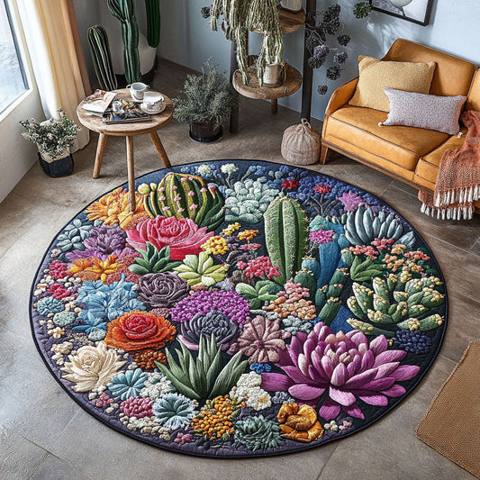 Succulent Serenity Quilted Round Mat NCU0PT4982