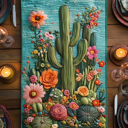 Succulent Splendor Quilted Table Runner NCU0VH2305