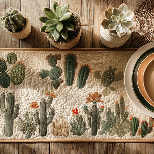 Succulent Story Quilted Table Runner NCU0PT8840