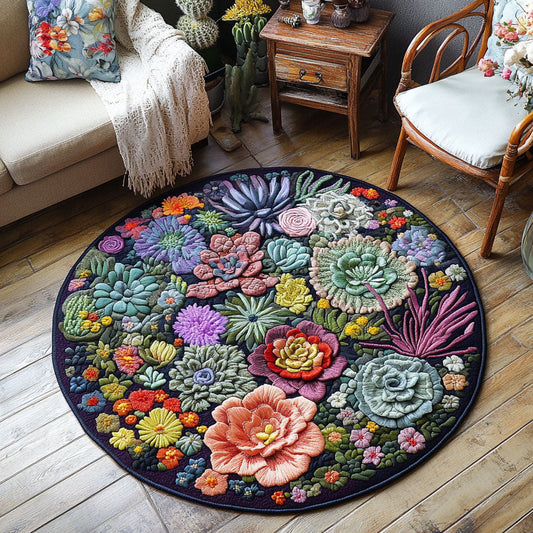 Succulent Symphony Quilted Round Mat NCU0PT4983