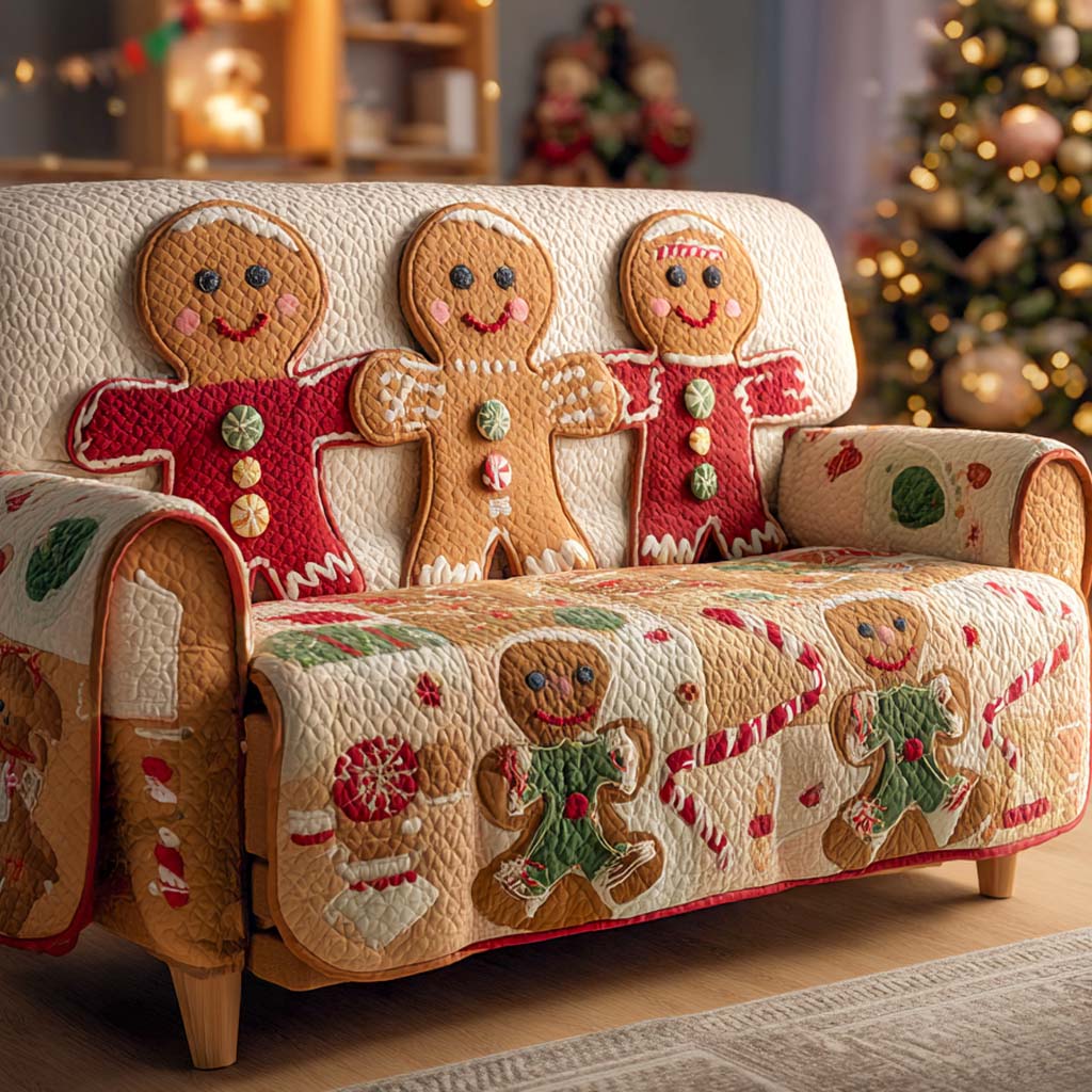 Sugar Cookie Christmas Quilted Sofa Cover NCU0XD1663