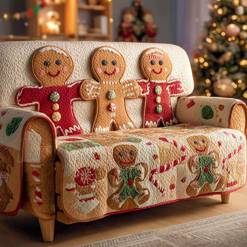 Sugar Cookie Christmas Quilted Sofa Cover NCU0XD1663