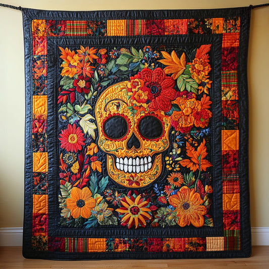 Sugar Skull Charm Quilted Blanket NCU0PT8454