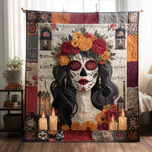 Sugar Skull Serenade Quilted Blanket NCU0PT8543