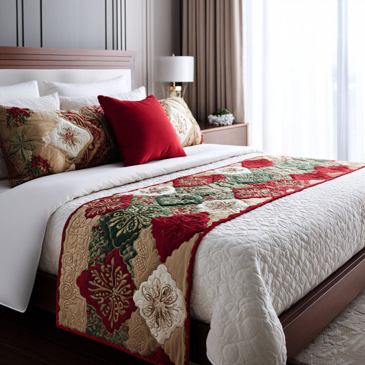 Sugarplum Star Quilted Bed Runner NCU0PT8992