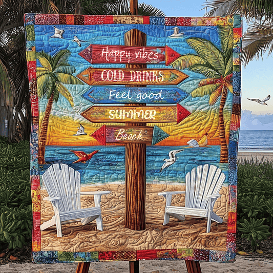 Summer Beach Signpost Quilted Blanket NCU0TH2668