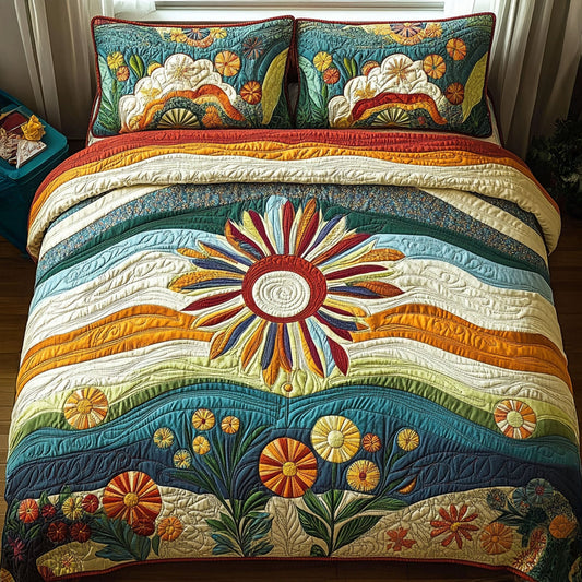 Summer Bloomscape 3-Piece Quilted Bedding Set NCU0PT5405