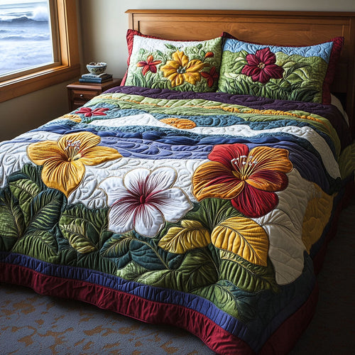 Summer Blossom 3-Piece Quilted Bedding Set NCU0PT6583