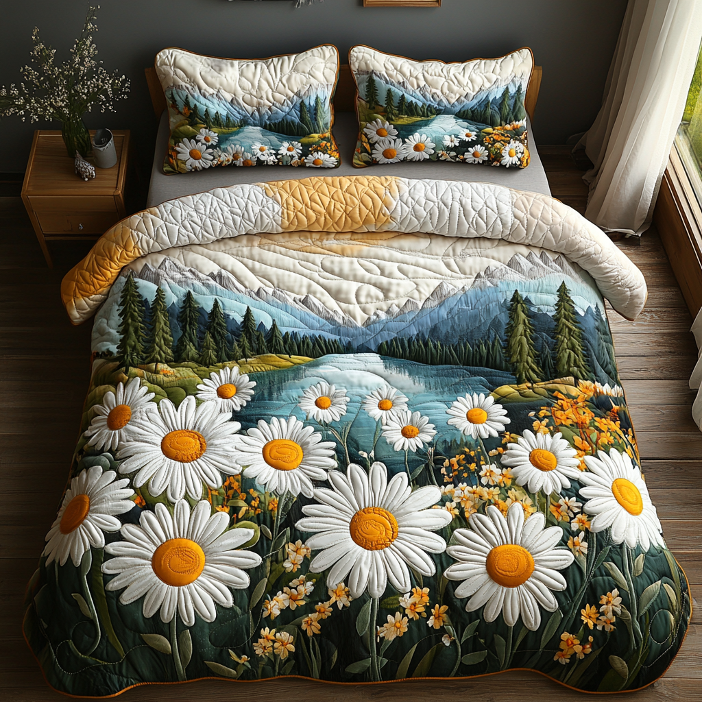 Summer Daisy 3-Piece Quilted Bedding Set NCU0DV4774