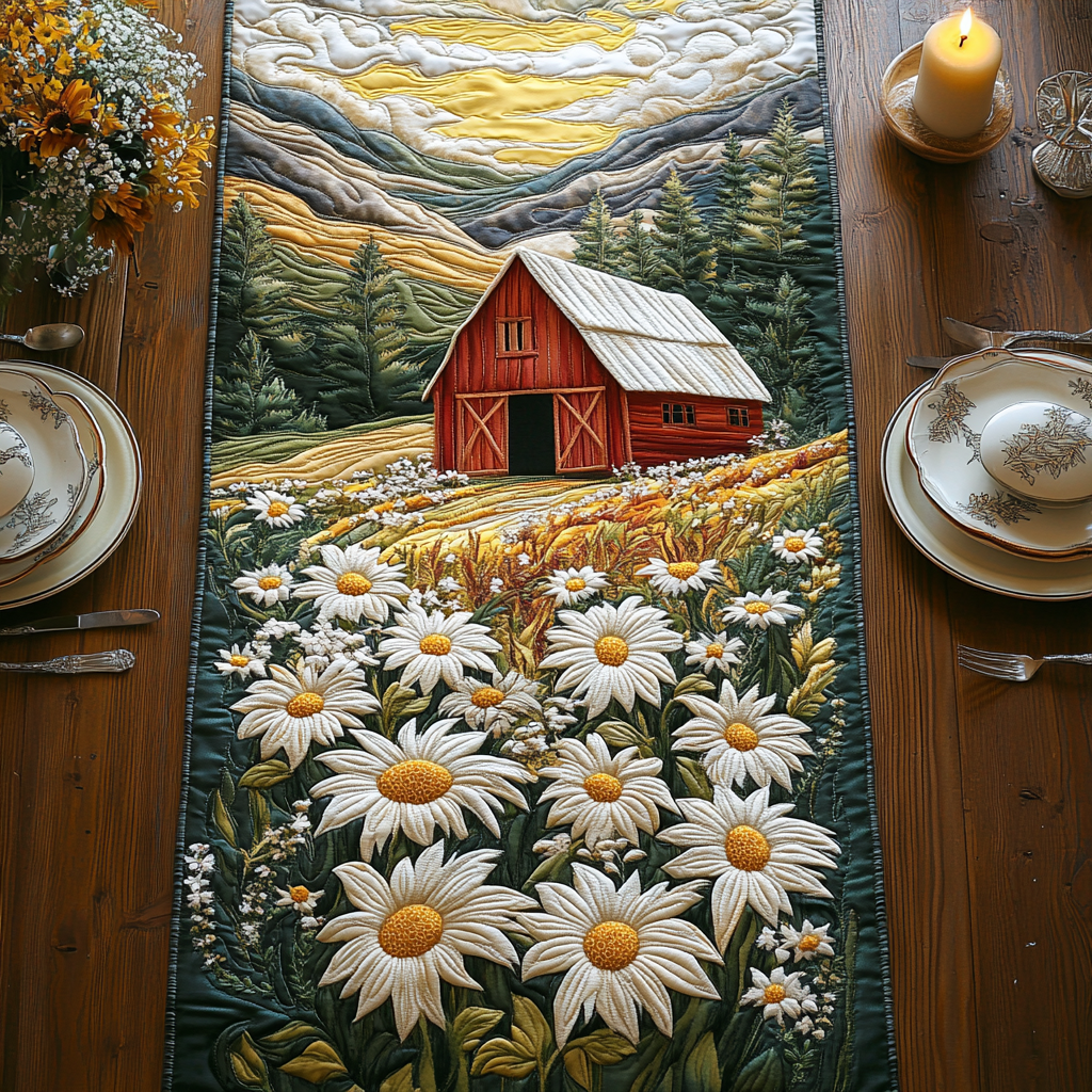 Summer Daisy Quilted Table Runner NCU0DV4987