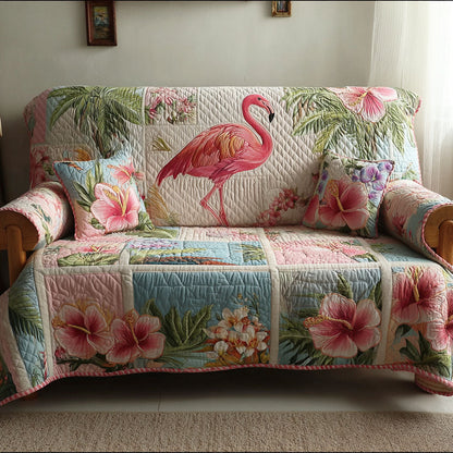 Summer Flamingo Quilted Sofa Cover NCU0TD2204
