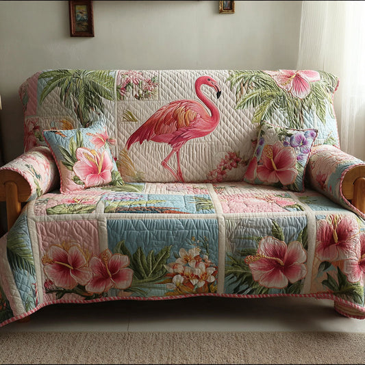 Summer Flamingo Quilted Sofa Cover NCU0TD2204