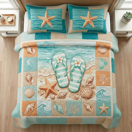 Summer Flip Flops 3-Piece Quilted Bedding Set NCU0TD2661