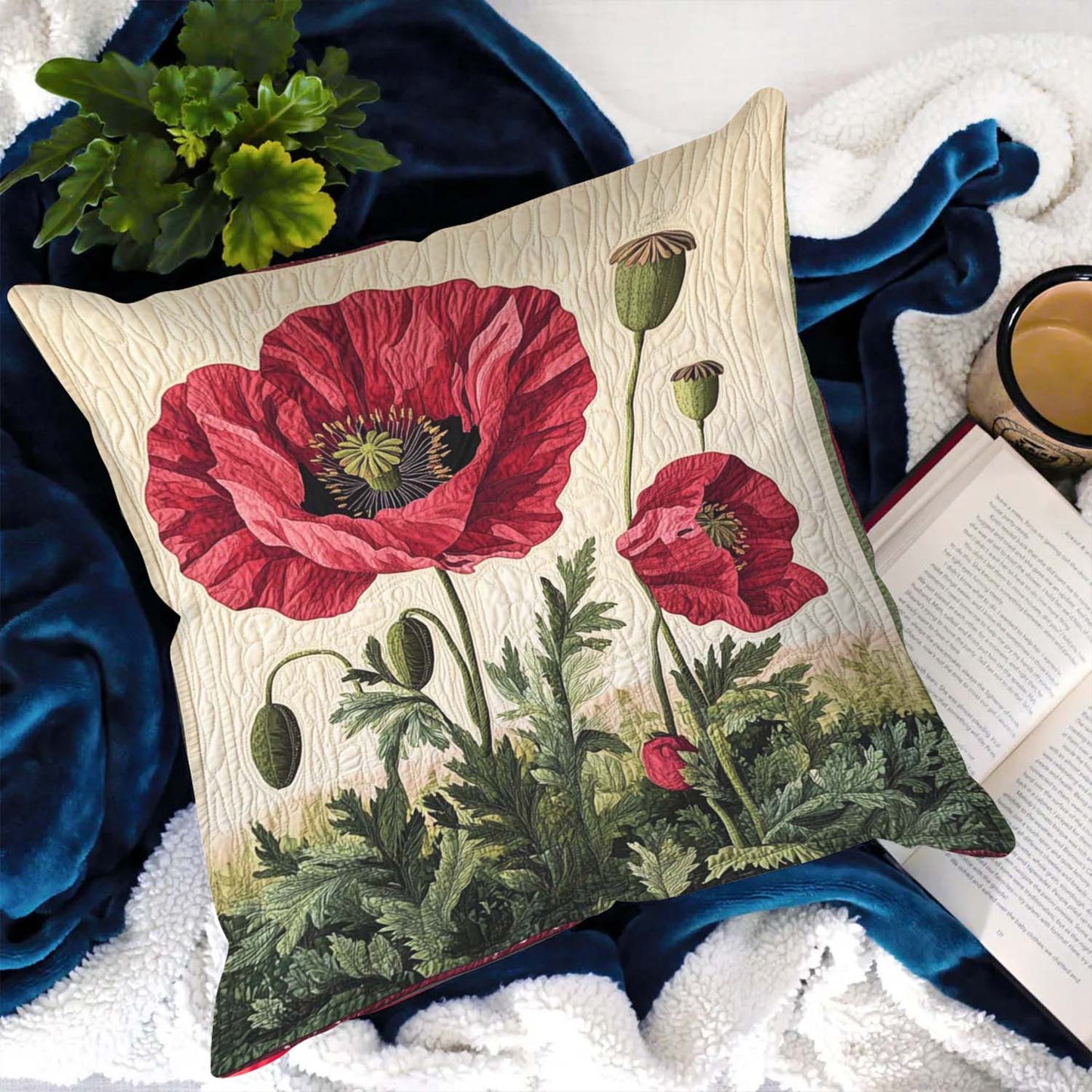 Summer Poppy Field Quilted Pillow Case NCU0NT1090
