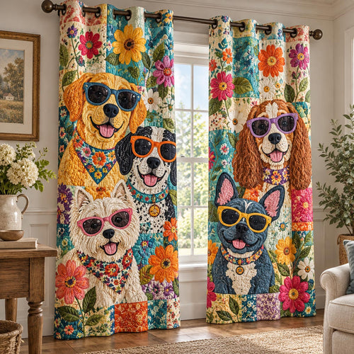 Summer Shades Dogs Quilted Curtains NCU0DV10377