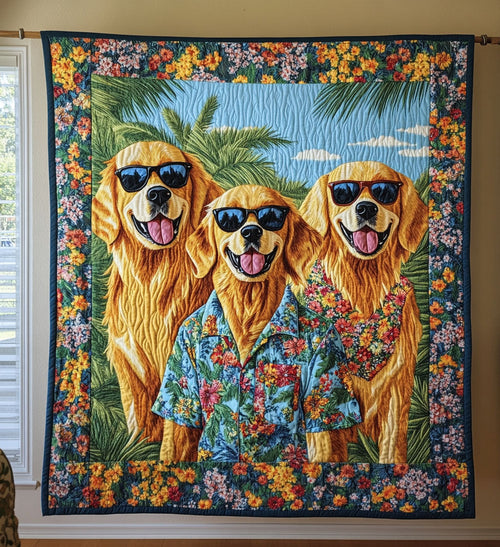 Summer Sunshine Retriever Quilted Blanket NCU0PT512