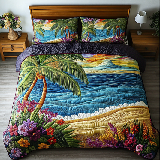 Sun-Kissed Shores 3-Piece Quilted Bedding Set NCU0DK5969