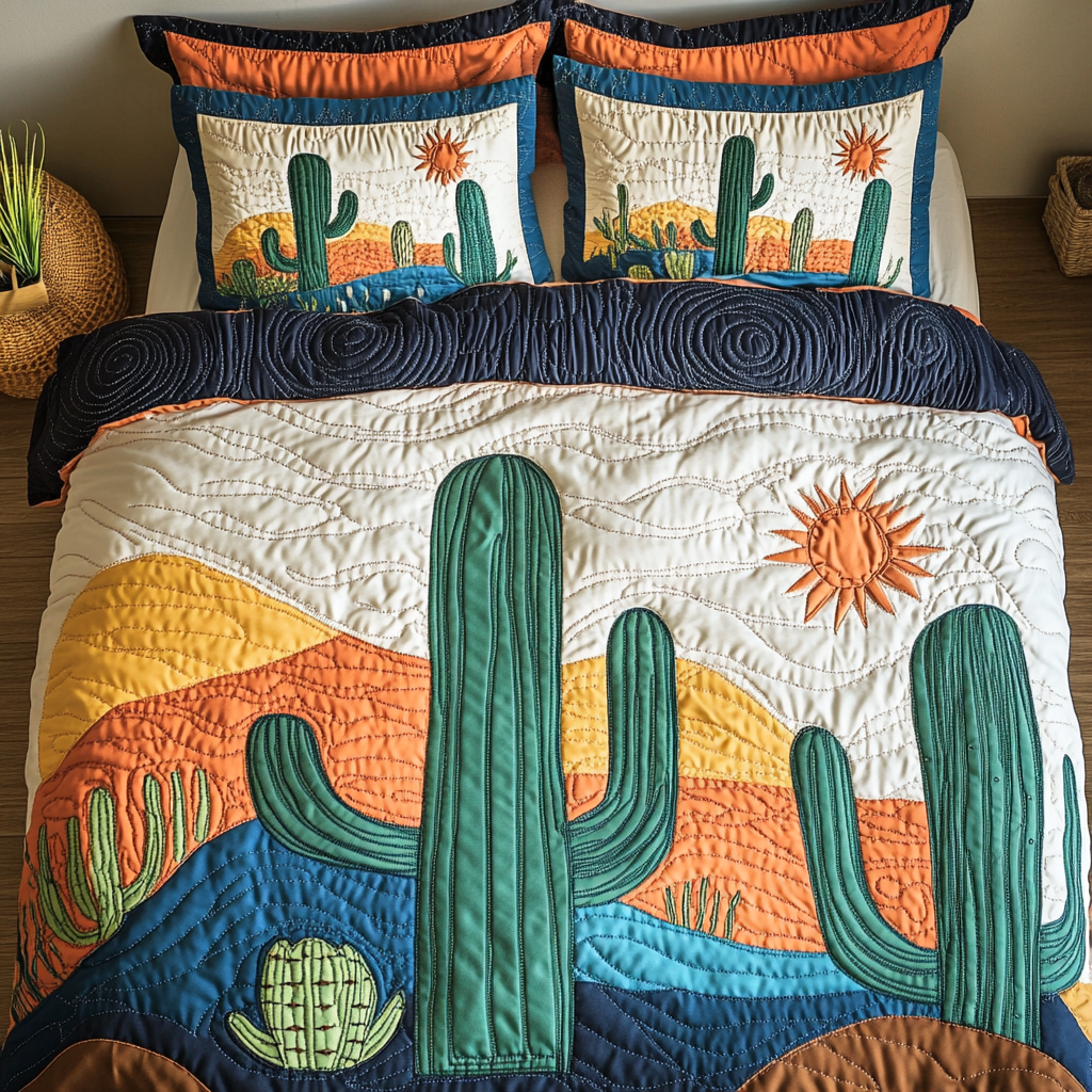 Sun-Kissed Spikes 3-Piece Quilted Bedding Set NCU0DK4627