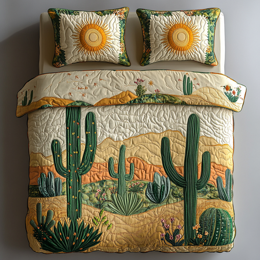 Sun-Kissed Spikes 3-Piece Quilted Bedding Set NCU0DK4832