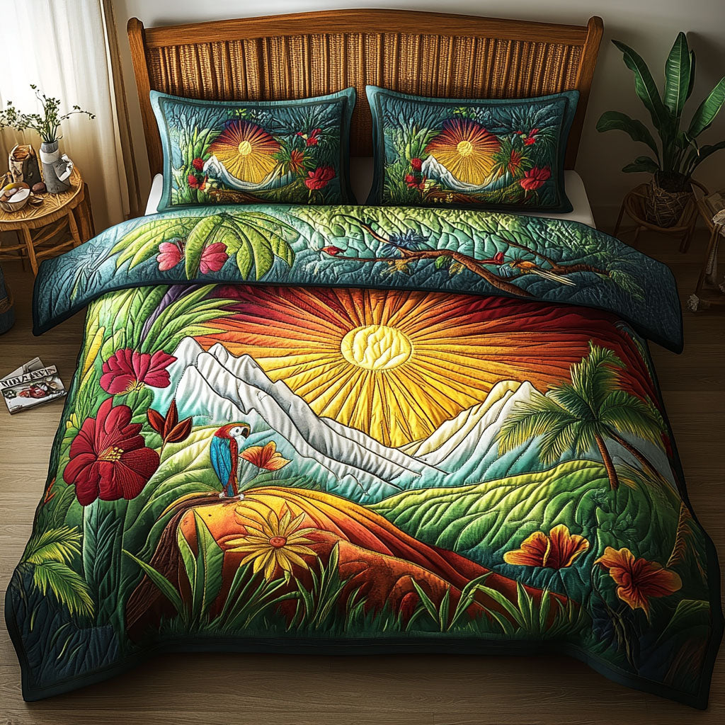 Sun-Kissed Tropics 3-Piece Quilted Bedding Set NCU0PT4733