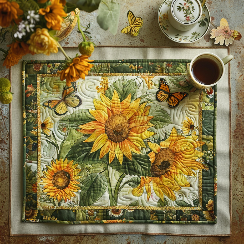 Sun-kissed Sunflower Quilted Placemat NCU0TL091