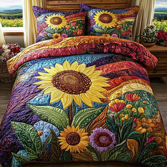 Sun Bloom 3-Piece Quilted Bedding Set NCU0DV6690
