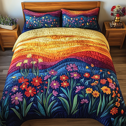 Sun Bloom 3-Piece Quilted Bedding Set NCU0VH5764