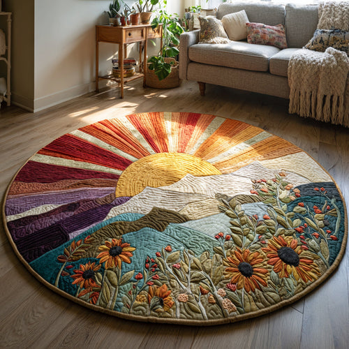 Sun Bloom Horizon Quilted Round Mat NCU0HH1716